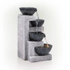 14" Cascading Bowl Tabletop Fountain With LED Lights Gray - Alpine Corporation -Northlight Shop GUEST 00e3d199 f00b 452a a917 50dda903dba2