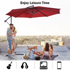 Costway 10' Hanging Umbrella Patio Sun Shade Offset Outdoor Market W/t Cross Base Burgundy -Northlight Shop GUEST 03fd53ee 500b 4d37 ba53 2ddd4bc83e0a