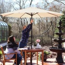 Sunnydaze Decor Sunnydaze Outdoor Aluminum Patio Table Umbrella With Polyester Canopy And Push Button Tilt And Crank - 9' -Northlight Shop GUEST 04f99f9d 3c95 4fcb b9ff 0a031012fefd