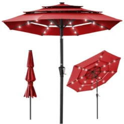 Best Choice Products 10ft 3-Tier Solar Patio Umbrella W/ 24 LED Lights, Tilt Adjustment, Easy Crank -Northlight Shop GUEST 05bfddfb 25d2 40e8 8d81 45127f1d0688