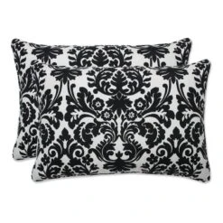 Essence Damask 2pc Rectangular Outdoor Throw Pillow Set Black - Pillow Perfect -Northlight Shop GUEST 0a65c7ff 66c3 4d2c 8aeb e54adb5c9f6b