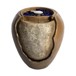 Teamson Home Outdoor 22 Inch Water Fountain Pot With Fire Pit And Fire Glass, Brown -Northlight Shop GUEST 0fa07af1 c91f 4078 90ff efa81e2a5b6c