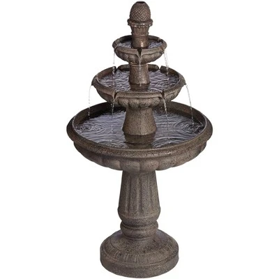 John Timberland Italian Style 3 Tier Outdoor Floor Water Fountain With Light LED 43" High Gray Faux Stone Garden Patio Backyard 8 John Timberland Italian Style 3 Tier Outdoor Floor Water Fountain With Light LED 43" High Gray Faux Stone Garden Patio Backyard - Image 8