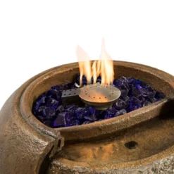 Teamson Home Outdoor 22 Inch Water Fountain Pot With Fire Pit And Fire Glass, Brown -Northlight Shop GUEST 11e5b625 0e57 4752 baae 145c9e4ccdb8
