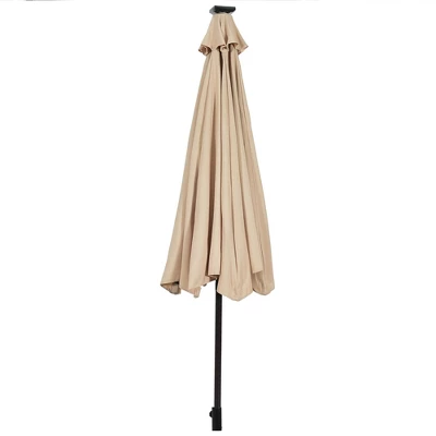 Costway 10' Solar LED Lighted Patio Market Umbrella Shade Tilt Adjustment Crank TanBeige 7 Costway 10' Solar LED Lighted Patio Market Umbrella Shade Tilt Adjustment Crank TanBeige - Image 7