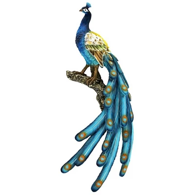 Design Toscano Fine Feathers Perching Peacock Wall Sculpture 1 Design Toscano Fine Feathers Perching Peacock Wall Sculpture