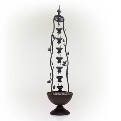 41" Metal Seven Hanging Cup Tier Layered Floor Fountain Bronze - Alpine Corporation 3 41" Metal Seven Hanging Cup Tier Layered Floor Fountain Bronze - Alpine Corporation - Image 3