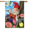 Garden Gnome Spring House Flag Birds Floral 28" X 40" Briarwood Lane