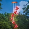 Collections Etc Sparkling Solar Hanging Cardinal Outdoor Garden Mobile 5 X 5 X 30 Red