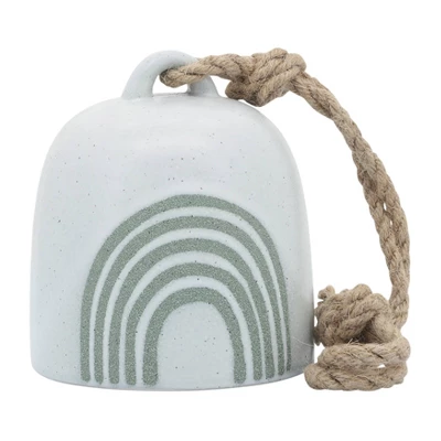 4" Ceramic Hanging Bell Rainbow White/Green - Sagebrook Home 1 4" Ceramic Hanging Bell Rainbow White/Green - Sagebrook Home
