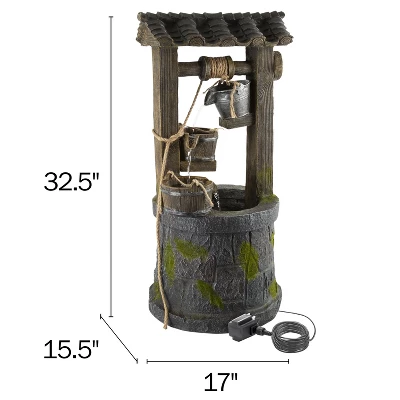Nature Spring 4-Tier Wishing Well Outdoor Fountain With Cascading Waterfall - 32.5" 2 Nature Spring 4-Tier Wishing Well Outdoor Fountain With Cascading Waterfall - 32.5" - Image 2