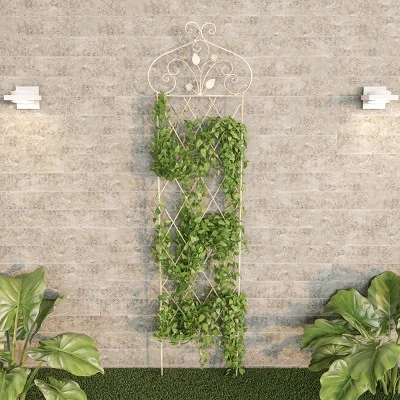 Garden Trellis- For Climbing Plants- 63 Decorative Lattice Metal Panel- For Vines, Roses, Vegetable Plants & Flowers By Pure Garden (Antique White) 1 Garden Trellis- For Climbing Plants- 63 Decorative Lattice Metal Panel- For Vines, Roses, Vegetable Plants & Flowers By Pure Garden (Antique White)
