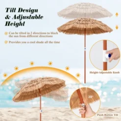 Costway Patio 6FT Tropical Thatched Tiki Beach Umbrella Portable Outdoor Market Tilt -Northlight Shop GUEST 20bab8ce f2c1 41b1 b42e 28ece19199f9