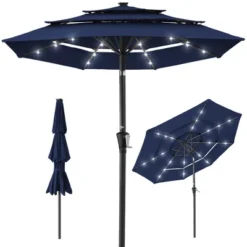 Best Choice Products 10ft 3-Tier Solar Patio Umbrella W/ 24 LED Lights, Tilt Adjustment, Easy Crank -Northlight Shop GUEST 20e9d33d 2686 4f2a 8a3f 35f0cdc713c2