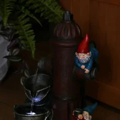 Sunnydaze Decor Sunnydaze 16"H Electric Polyresin Gnomes Climbing Fire Hydrant Outdoor Water Fountain With LED Light -Northlight Shop GUEST 2123c839 1e0f 4ef6 9029 eacbcece728b