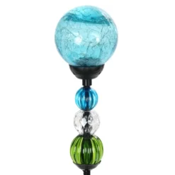 29.5" Crackle Glass Solar Ball And Beaded Stake Blue - Exhart -Northlight Shop GUEST 21821a31 61d5 45fe 8306 f4ba866820b9