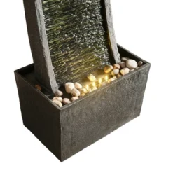 37.8" Modern Curved Indoor/Outdoor Waterfall Fountain With LED Lights - Slate - Teamson Home -Northlight Shop GUEST 2320a10b 4ab2 4079 b6c2 57a51205e643