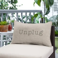Indoor/Outdoor Unplug Embroidered Lumbar Throw Pillow - Sorra Home -Northlight Shop GUEST 26b39359 5a3b 45ad 9aa4 dbc435cd907a