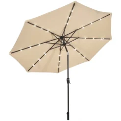 Costway 10' Solar LED Lighted Patio Market Umbrella Shade Tilt Adjustment Crank TanBeige 14 Costway 10' Solar LED Lighted Patio Market Umbrella Shade Tilt Adjustment Crank TanBeige -Northlight Shop GUEST 27324303 a326 466a 9787 90184a8c2ff9