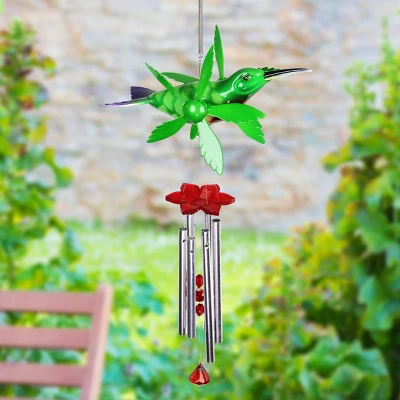 9.25" Metal And Plastic Hummingbird Spinning Wings Wind Chime - Exhart 6 9.25" Metal And Plastic Hummingbird Spinning Wings Wind Chime - Exhart - Image 6