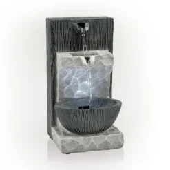 14" Modern Cascading Tabletop Fountain With LED Lights Gray - Alpine Corporation -Northlight Shop GUEST 28908c14 8bc4 4850 a5a3 cfa5fdbf269c