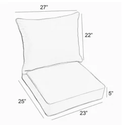 25" X 23" Rivoli Indoor Outdoor Deep Seating Pillow And Cushion Set Corded Indigo/Beige - Sorra Home