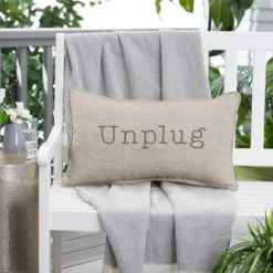 Indoor/Outdoor Unplug Embroidered Lumbar Throw Pillow - Sorra Home -Northlight Shop GUEST 2bc458ef d305 4a7b 8c90 9ddbcc14d0c2