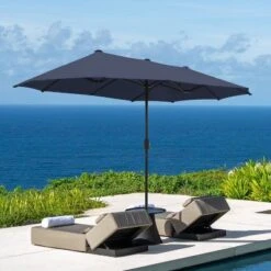 13' X 6.5' Rectangular Outdoor Patio Market Umbrella - Captiva Designs -Northlight Shop GUEST 2c9c3d26 f289 48b9 93af 39f17868b89c