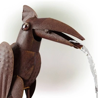 16" Iron Indoor/Outdoor Rustic Metal Toucan Water Fountain Yard Statue Brown - Alpine Corporation 5 16" Iron Indoor/Outdoor Rustic Metal Toucan Water Fountain Yard Statue Brown - Alpine Corporation - Image 5
