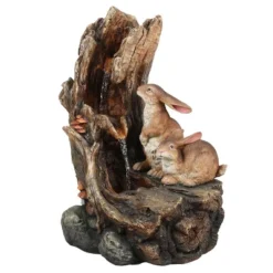LuxenHome Resin Two Bunnies Tree Stump Outdoor Fountain With LED Lights -Northlight Shop GUEST 2f54f893 5f94 4288 8063 94a63568cc2b