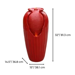 Teamson Home Indoor/Outdoor Contemporary Vase Water Fountain With LED Lights, Red -Northlight Shop GUEST 3386a520 4f2c 4549 8fb1 ac0273d2eac2