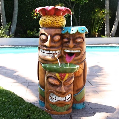 35" 3-Tier Tiki Fountain - Alpine Corporation 1 35" 3-Tier Tiki Fountain - Alpine Corporation