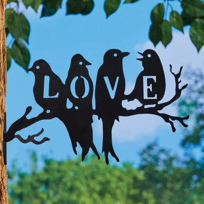 Collections Etc Love Birds Silhouette Metal Branch Tree Hanger 1 Collections Etc Love Birds Silhouette Metal Branch Tree Hanger