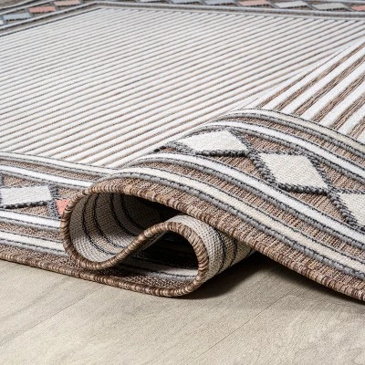 JONATHAN Y Sebastian High-Low Modern Diamond Border Classic Indoor/Outdoor Area Rug 5 JONATHAN Y Sebastian High-Low Modern Diamond Border Classic Indoor/Outdoor Area Rug - Image 5