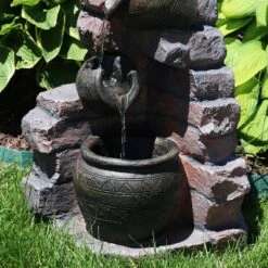 Sunnydaze Decor Sunnydaze Outdoor Polyresin Crumbling Bricks And Pots Solar Cascading Water Fountain With LED Lights And Battery Backup - 27" -Northlight Shop GUEST 3607b431 ed5e 459c a24b 9f9205e5f68f