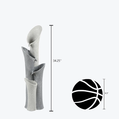 LuxenHome Gray Resin Classical Fluted Columns Outdoor Fountain 6 LuxenHome Gray Resin Classical Fluted Columns Outdoor Fountain - Image 6