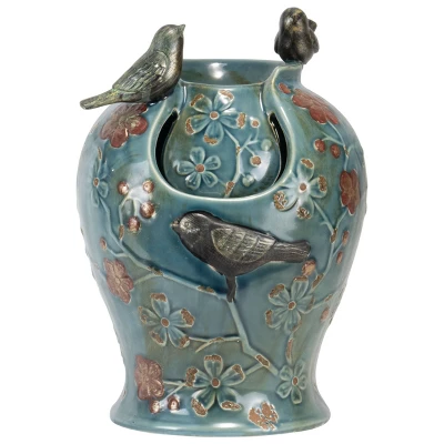 Blue Verdigris Bird Indoor Water Fountain With LED Light And Pump - Foreside Home & Garden 3 Blue Verdigris Bird Indoor Water Fountain With LED Light And Pump - Foreside Home & Garden - Image 3