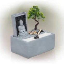 Buddha Bonsai Garden Tabletop Fountain With LED Light - Alpine Corporation -Northlight Shop GUEST 36e54124 b6b8 4e7d b043 8a42e48b2057