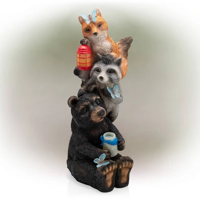 15" Polyresin Solar Nature Pals Statue With Butterflies And LED Lights - Alpine Corporation 2 15" Polyresin Solar Nature Pals Statue With Butterflies And LED Lights - Alpine Corporation - Image 2