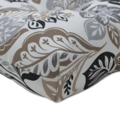 2pc Dailey Outdoor/Indoor Reversible Chair Pads Pewter Black - Pillow Perfect