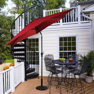 Costway 10FT Patio Umbrella 6 Ribs Market Steel Tilt W/ Crank Outdoor Garden Burgundy 2 Costway 10FT Patio Umbrella 6 Ribs Market Steel Tilt W/ Crank Outdoor Garden Burgundy - Image 2
