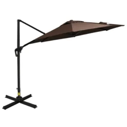 Outsunny 9.8' Offset Patio Umbrella With Base, Steel Aluminum Cantilever Umbrella With 360-degree Rotation, Tilt, 8 Ribs, Crank, Cross Base, Coffee 7 Outsunny 9.8' Offset Patio Umbrella With Base, Steel Aluminum Cantilever Umbrella With 360-degree Rotation, Tilt, 8 Ribs, Crank, Cross Base, Coffee -Northlight Shop GUEST 397f6a93 9e66 420a 9ee9 66bf50faa643