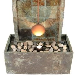 Sunnydaze Decor Sunnydaze 49"H Electric Natural Slate Indoor/Outdoor Water Fountain With Clock And LED Light -Northlight Shop GUEST 3a41f830 6cdf 4d2b bd5b 4009ae83d85e