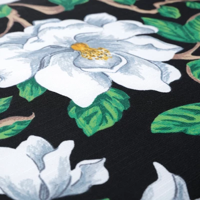 Set Of 2 Magnolia Outdoor/Indoor Rectangular Throw Pillows Black - Pillow Perfect 2 Set Of 2 Magnolia Outdoor/Indoor Rectangular Throw Pillows Black - Pillow Perfect - Image 2