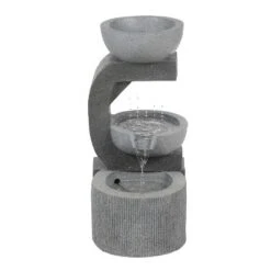 LuxenHome Gray Resin Raining Water Sculpture Outdoor Fountain With LED Lights