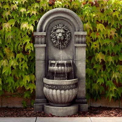 John Timberland Roman Outdoor Floor Water Fountain With Light LED 50" High 2-Tier Lion Face For Yard Garden Patio Deck Home 1 John Timberland Roman Outdoor Floor Water Fountain With Light LED 50" High 2-Tier Lion Face For Yard Garden Patio Deck Home