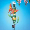 Collections Etc Solar Powered Glass Butterfly Outdoor Garden Stake