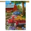 Country Lane Spring House Flag Pickup Trucks 28" X 40" Briarwood Lane