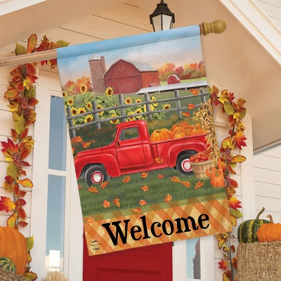 Fall Farm Welcome House Flag Pickup Truck Barn Floral 28" X 40" Briarwood Lane 2 Fall Farm Welcome House Flag Pickup Truck Barn Floral 28" X 40" Briarwood Lane - Image 2