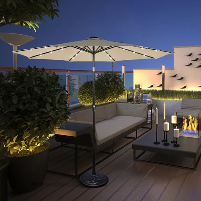 Costway 10' Solar LED Lighted Patio Market Umbrella Shade Tilt Adjustment Crank TanBeige 1 Costway 10' Solar LED Lighted Patio Market Umbrella Shade Tilt Adjustment Crank TanBeige